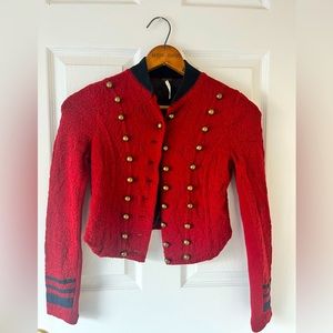 Red, military style Free People jacket, size small.